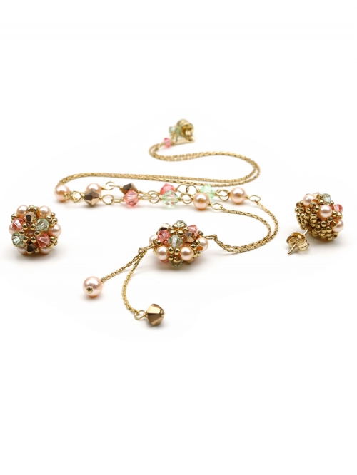 Set colier si cercei surub Ichiban -  Happy Peach