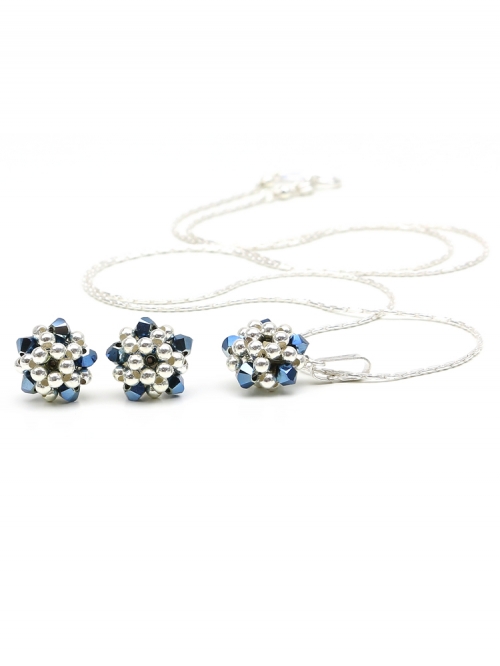 Set pendant and stud earrings by Ichiban - Charm Blue 925 Silver