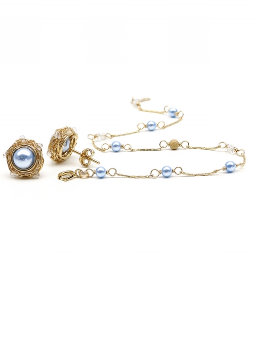 Set bratara si cercei cu surub, Ichiban - Blue Sky
