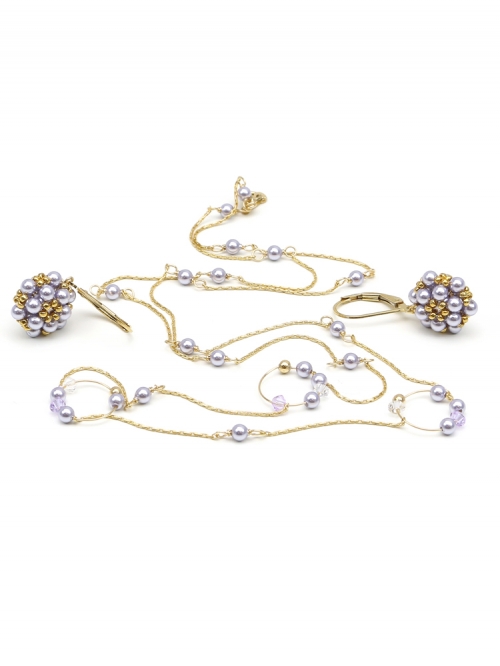 Set necklace and leverback earrings by Ichiban - Fineline Lavander Circle