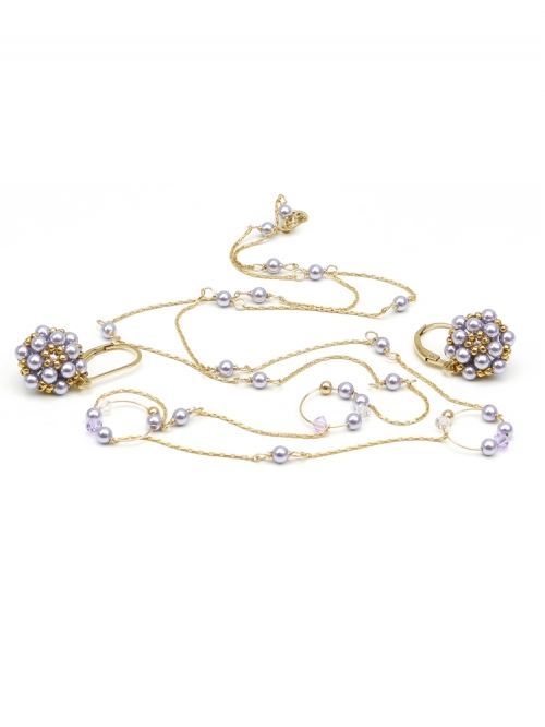 Set necklace and leverback earrings by Ichiban - Fineline Lavander Circle