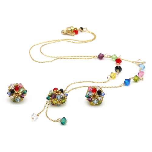 Set colier si cercei cu surub, Ichiban - Daisies Multicolor 