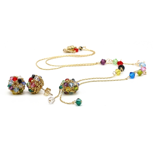 Set colier si cercei cu surub, Ichiban - Daisies Multicolor 