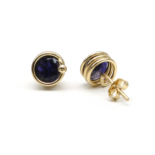 Stud earrings by Ichiban - Busted Deluxe Iolite 14K Yellow Gold
