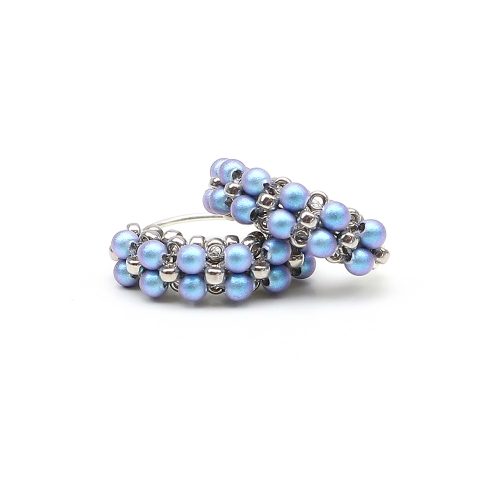 Earrings by Ichiban - Mini Diva Pearls iridescent Light Blue 925 Silver