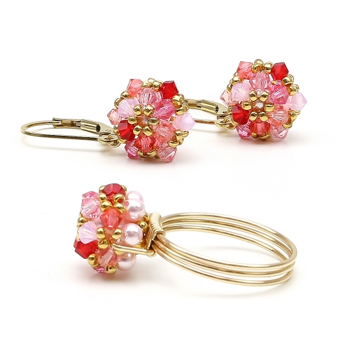 Set leverback earrings and ring by Ichiban - Daisies Tutti Frutti