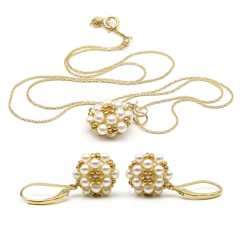 Set pendant and leverback earrings by Ichiban - Daisies Cream