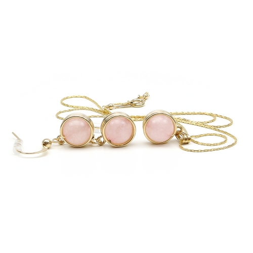 Set pendant and dangle earrings by Ichiban - Busted Gemstone Quart Rose