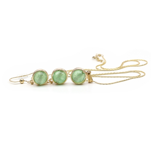 Busted Gemstone Aventurine set - pendant and earrings