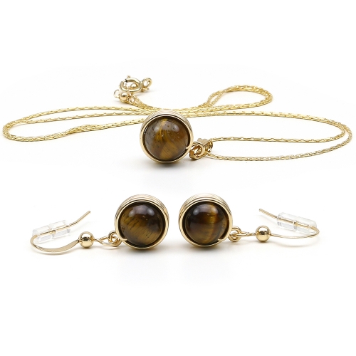 Set pendant and earrings by Ichiban - Busted Gemstone Tiger's Eye