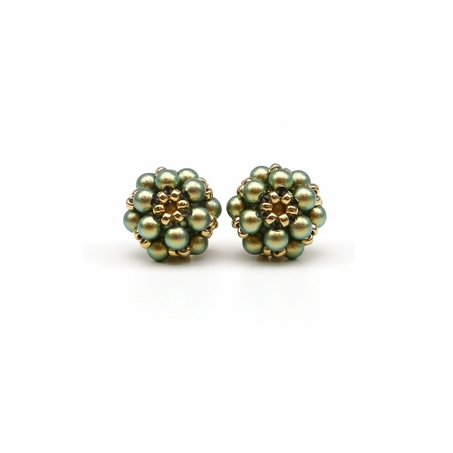 Daisies Iridescent Green - stud earrings