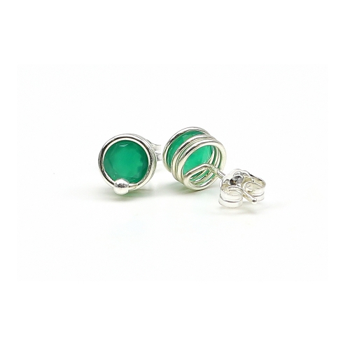 Stud earrings by Ichiban -  Busted Deluxe Green Onyx 925 Silver