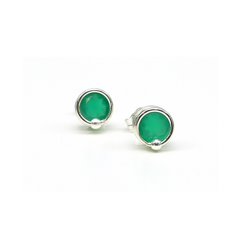 Stud earrings by Ichiban -  Busted Deluxe Green Onyx 925 Silver
