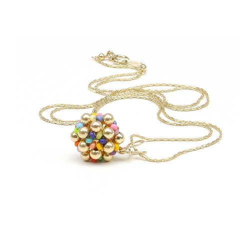 Pendant by Ichiban - Golden Daisies Miyuki Multicolor