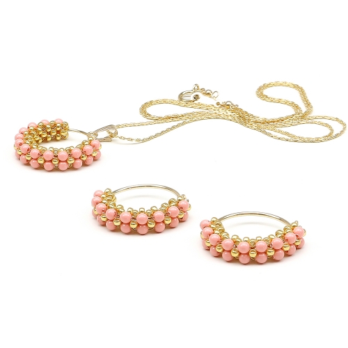 Set pendant and earrings by Ichiban - Primetime Pearls Pink Coral
