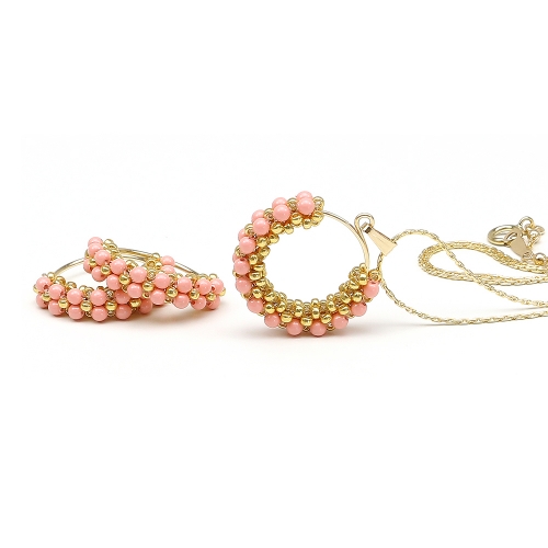 Set pendant and earrings by Ichiban - Primetime Pearls Pink Coral