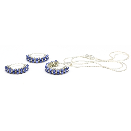 Primetime Pearls Iridescent Dark Blue set - pandantiv si cercei AG 025