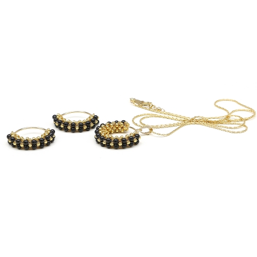 Set  pandantiv si cercei, Ichiban - Primetime Pearls Mystic Black