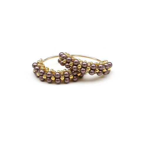 Earrings by Ichiban - Primetime Pearls Velvet Brown