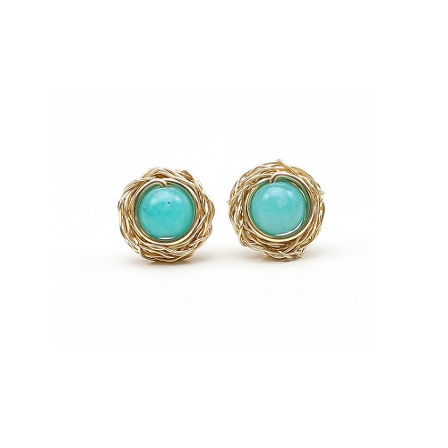 Cercei AU14K cu surub, Ichiban - Sweet Amazonite 