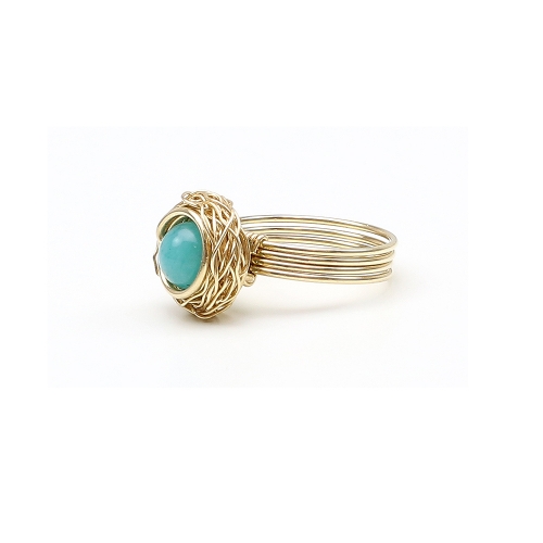 14K Yellow gold ring by Ichiban - Sweet Amazonite Sweet Amazonite