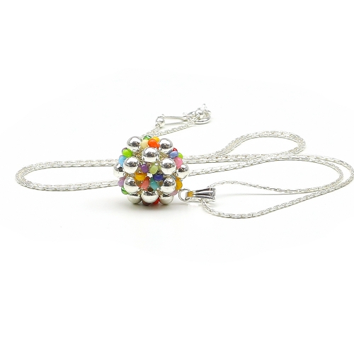 Pendant by Ichiban - Silver Daisies Miyuki Multicolor