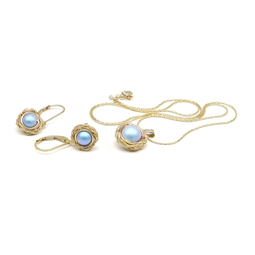 Set pendant and leverback earrings by Ichiban - Sweet Azzuro