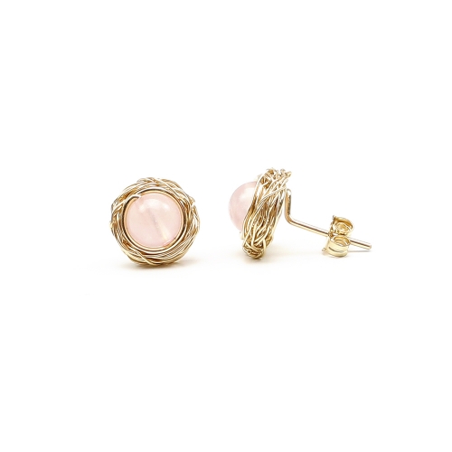 Gemstone stud earrings by Ichiban - Sweet Quart Rose