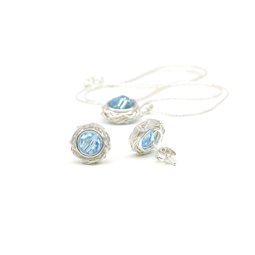 Set pendant and stud earrings by Ichiban - Sweet Aquamarine AG925