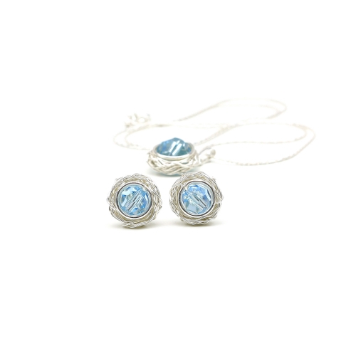 Set pendant and stud earrings by Ichiban - Sweet Aquamarine AG925