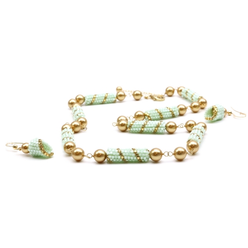 Set colier si cercei cu tortite, Ichiban - Jade