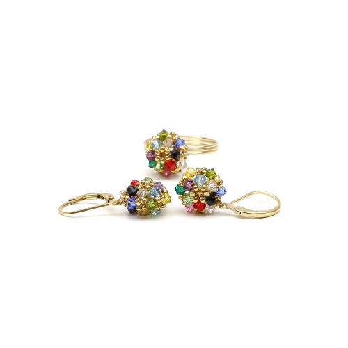 Set ring and leverback earrings by Ichiban - Daisies Multicolor