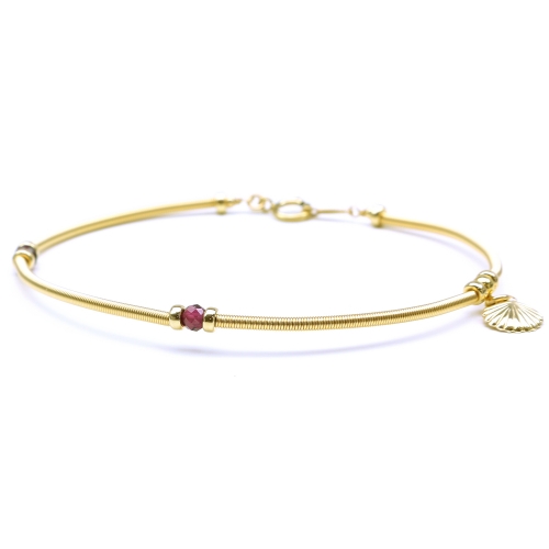 Bratara Ichiban cu pietre semipretioase - Vogue Rhodolite Garnet cu shell charm