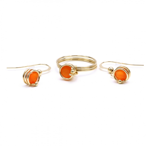 Set ring and earrings by Ichiban - Busted Deluxe Carnelian