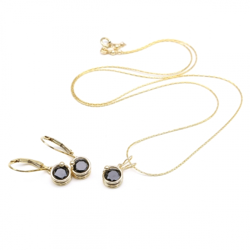 Set leverback earrings and pendant by Ichiban - Busted Deluxe Black Spinel