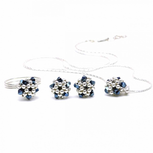 Set pendant, ring and stud earringsby Ichiban - Charm Blue 925 Silver