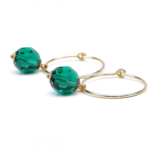 Earrings by Ichiban - Circle Crystal Emerald