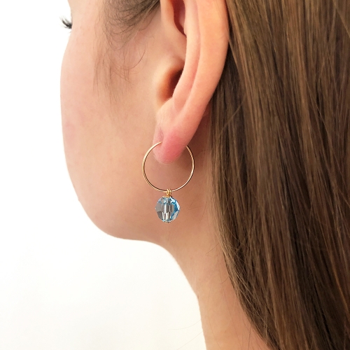 Earrings by Ichiban - Circle Crystal Aquamarine