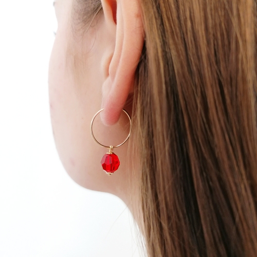 Earrings by Ichiban - Circle Crystal Light Siam