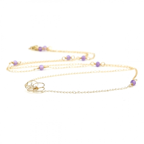 14K gold necklace by Ichiban - Flower Power Amethyst