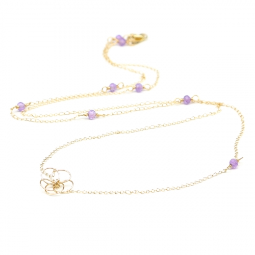 Colier din aur 14K, Ichiban - Flower Power Amethyst 