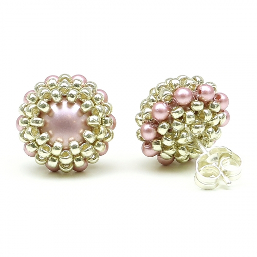 Stud earrings by Ichiban - Teeny Tiny Powder Rose AG925