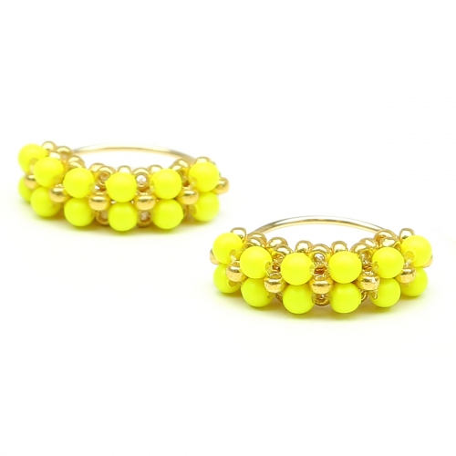 Earrings by Ichiban - Mini Diva Pearls Neon Yellow