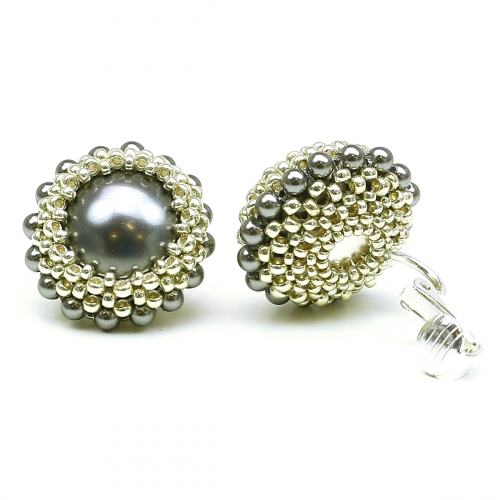 Clips earrings by Ichiban - Dark Grey Moon