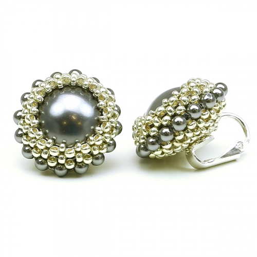 Clips earrings by Ichiban - Dark Grey Moon