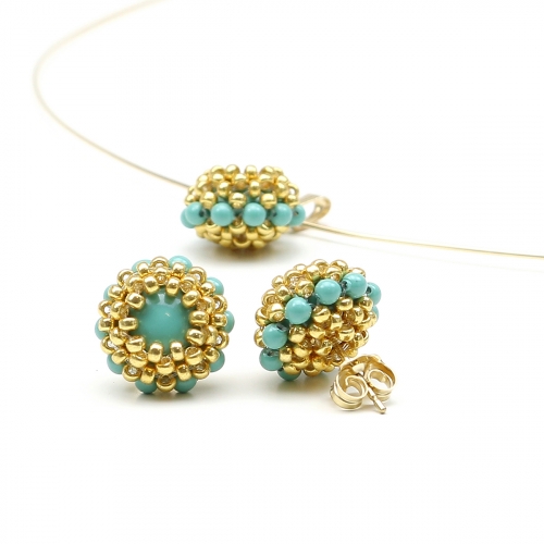 Necklace, pendant and stud earrings by Ichiban - Teeny Tiny Jade