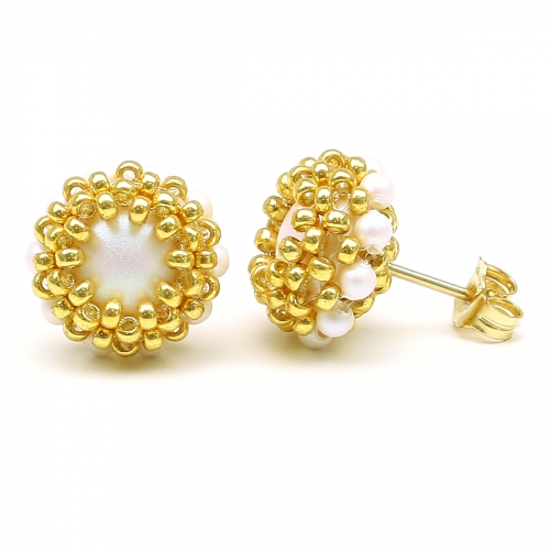 Stud earrings by Ichiban - Teeny Tiny Perlescent White