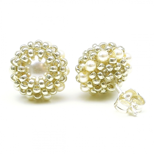 Stud earrings by Ichiban - Teeny Tiny Cream AG925