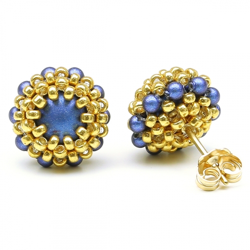 Stud earrings by Ichiban - Teeny Tiny Iridescent dark blue
