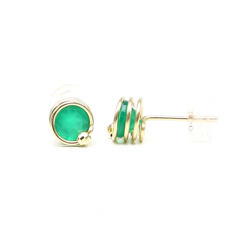 Stud earrings by Ichiban - Busted Deluxe Green Onyx 14K Yellow Gold